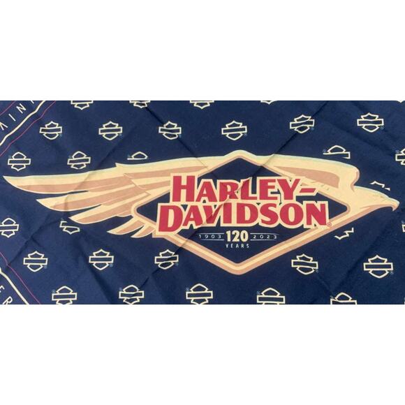 Harley Davidson Bandana Black 120th Anniversary Speedbird Graphic NWT Cotton - Picture 3 of 10